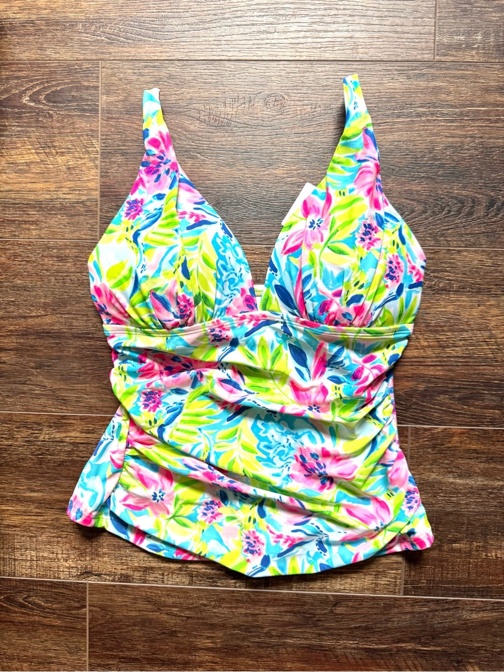NWT Stella Parker Multi Waterlily Floral Tankini Swimsuit Top S - Picture 1 of 6